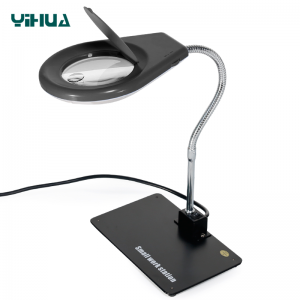 โคมไฟแว่นขยาย YIHUA 628A LED พร้อมแว่นขยายคู่ 5X/10X (สีดำ)