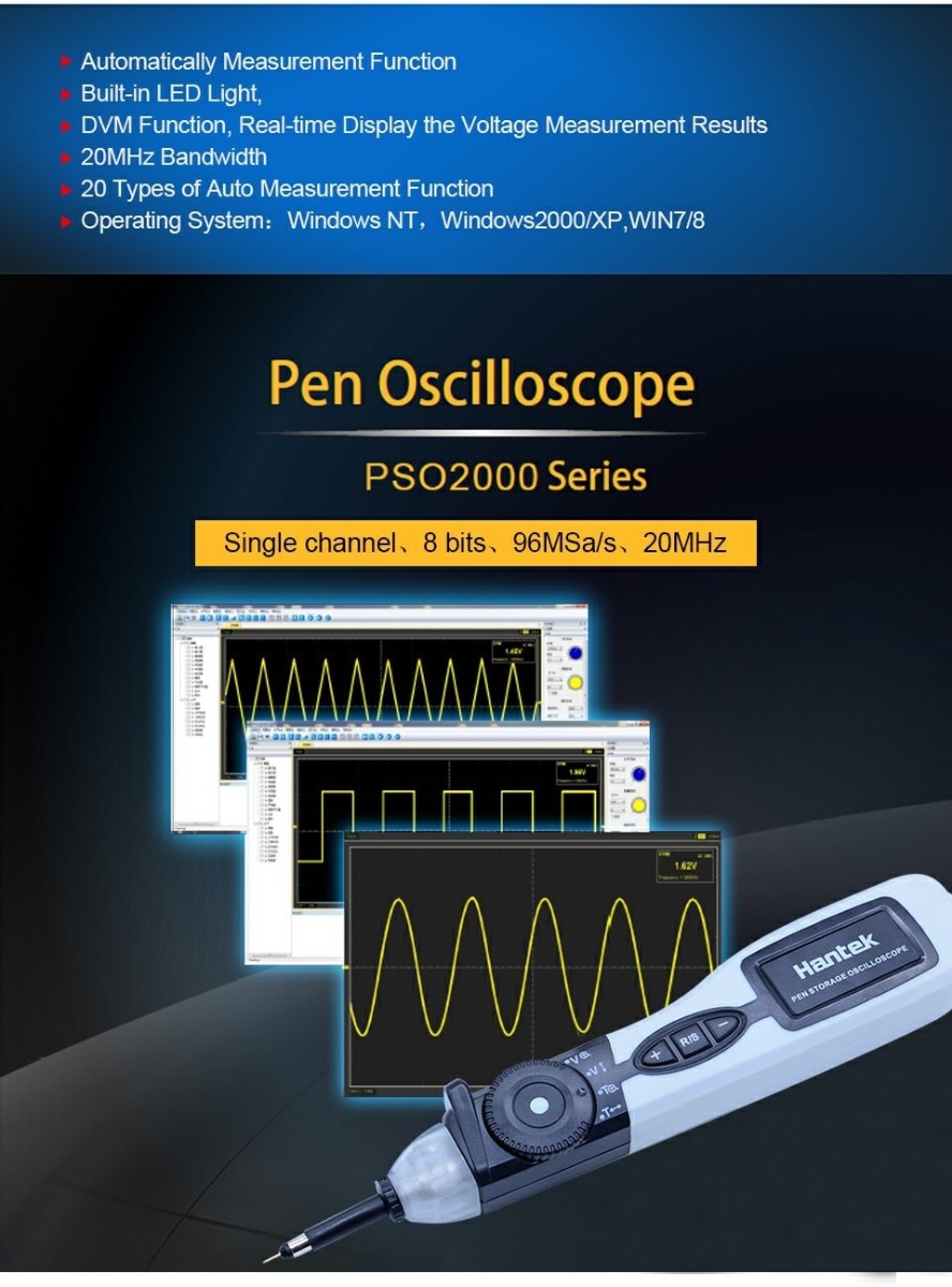 Hantek PSO2020 ปากกาOscilloscope ดิจิตอล PC USB 1 ช่อง 96MSa/S แบนด์วิด ...